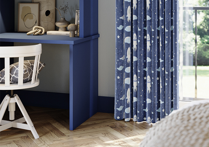 Blast Off, Celestial Blue - Made to Measure Curtains - Image 5